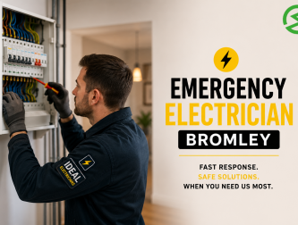 Emergency Electrician Bromley service image featuring an electrician carrying out urgent electrical repairs in a home.